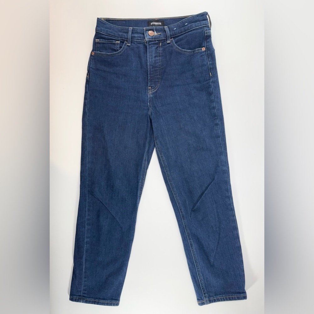 Express High Rise Mom Denim Blue Jeans Stretch Women’s Size 2R